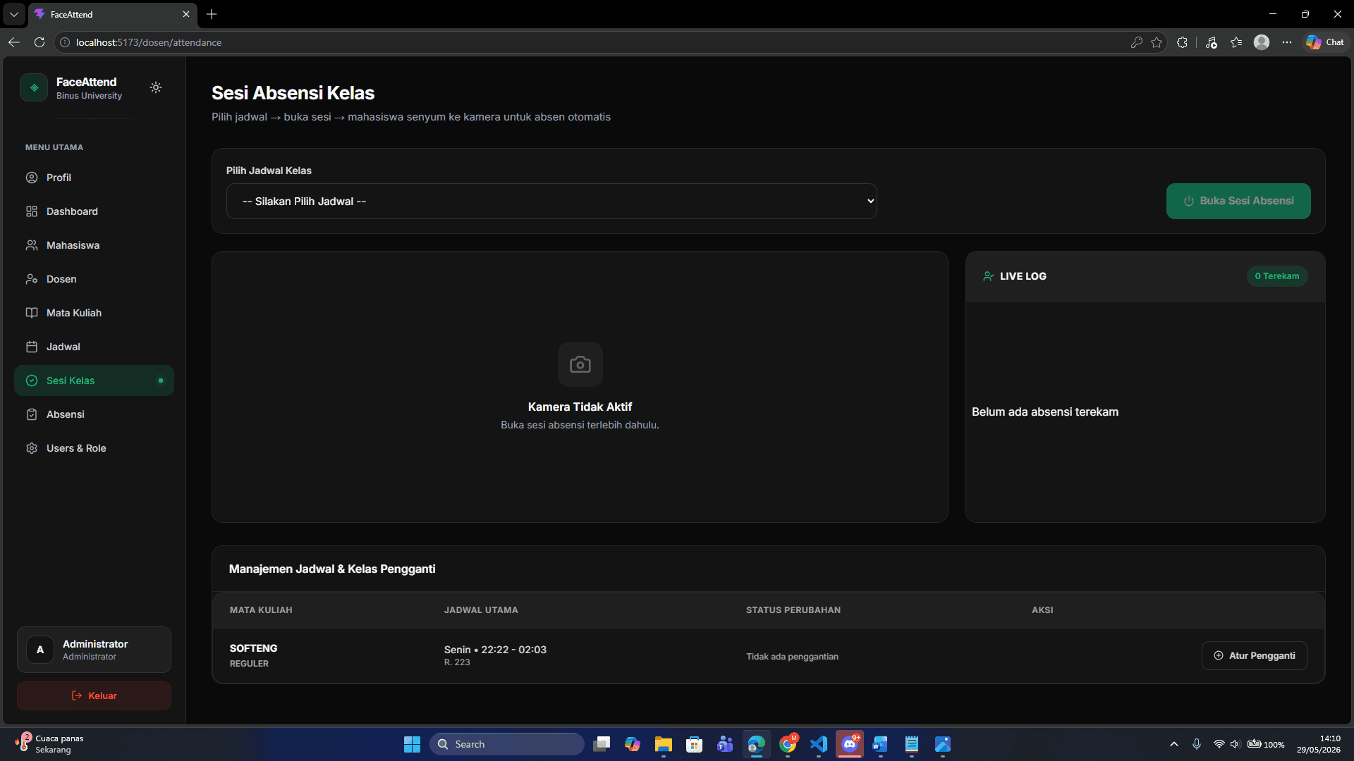 FaceAttend project screenshot
