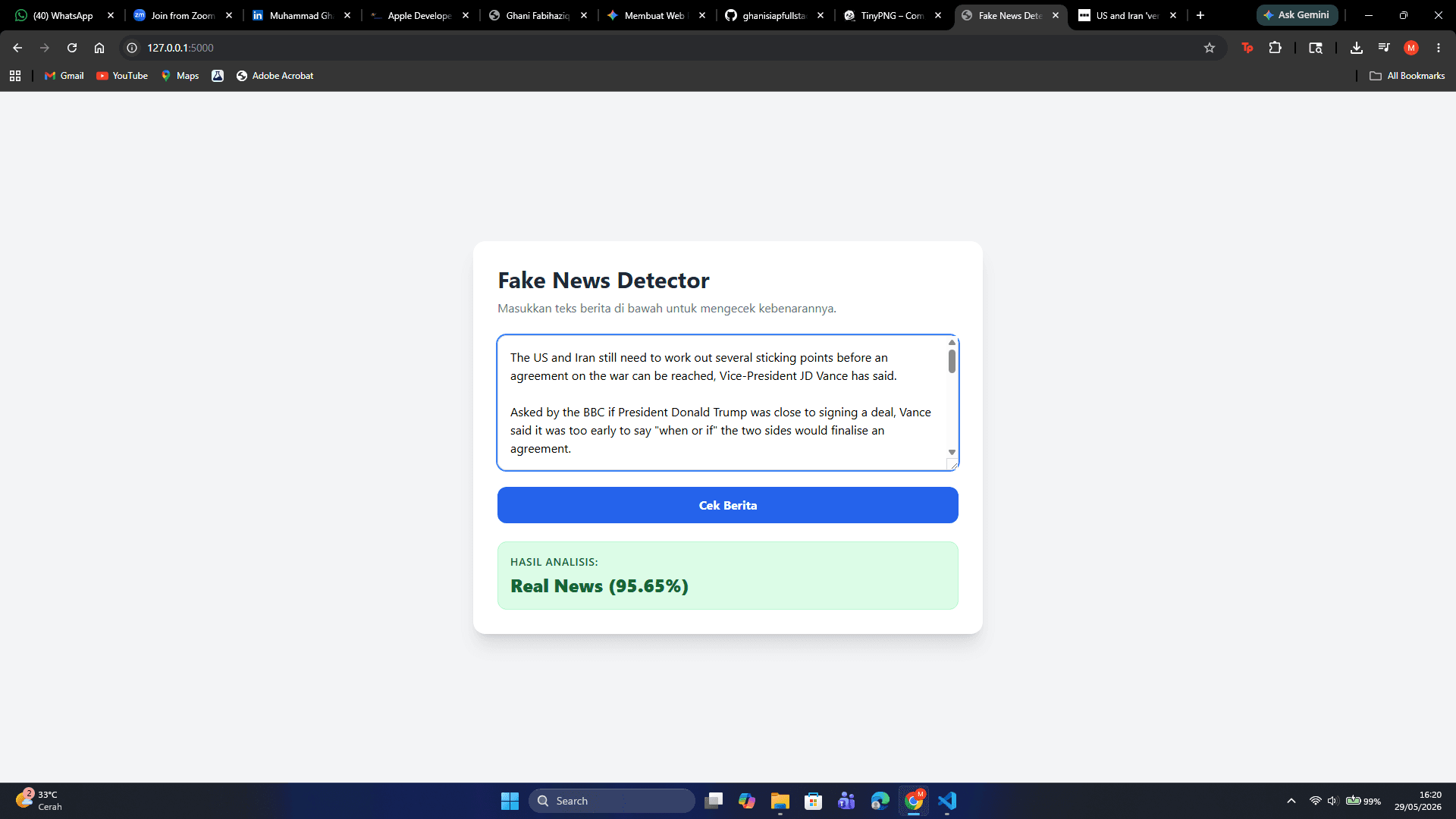 FakeNews MLOps Pipeline project screenshot